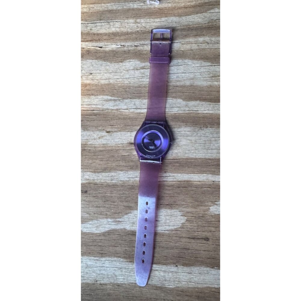 Swatch Watch Purple Jelly SFV101 Unisex Transparent Swiss Skin 200s Quartz 34mm - Picture 3 of 7